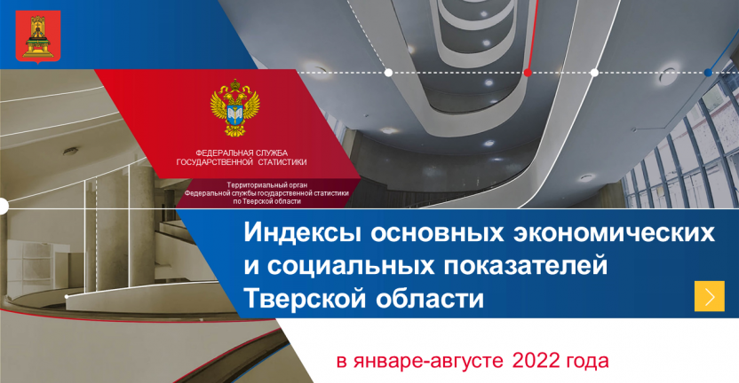 Индексы основных экономических и социальных показателей Тверской области в январе-августе 2022 года